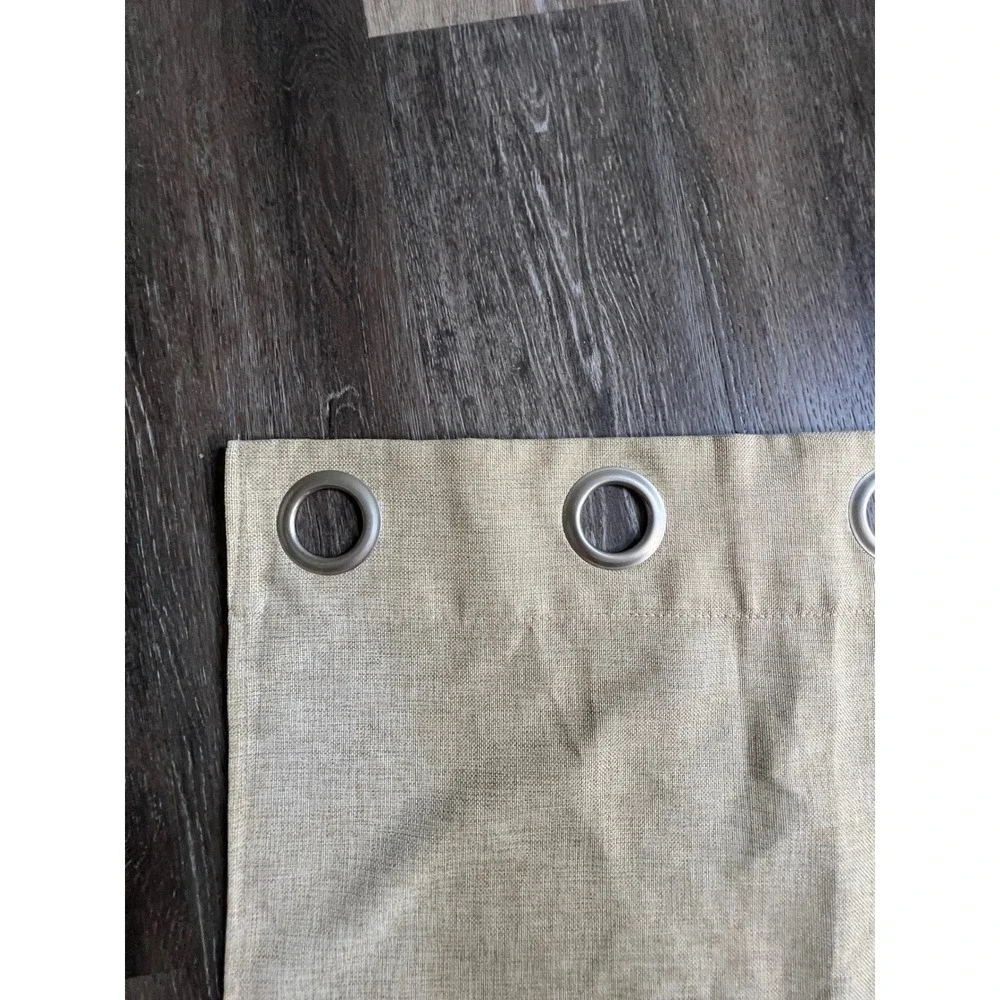 Set of 5 Curtain Panels Home 38x82 Beige Linen Textured Grommet Blackout Lining